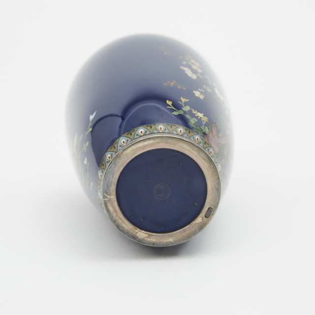 A Blue Ground Cloisonné Vase, Inaba Mark, Early 20th Century