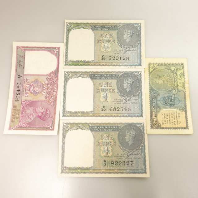 9 Indian And 4 Egyptian WWII Era Bank Notes