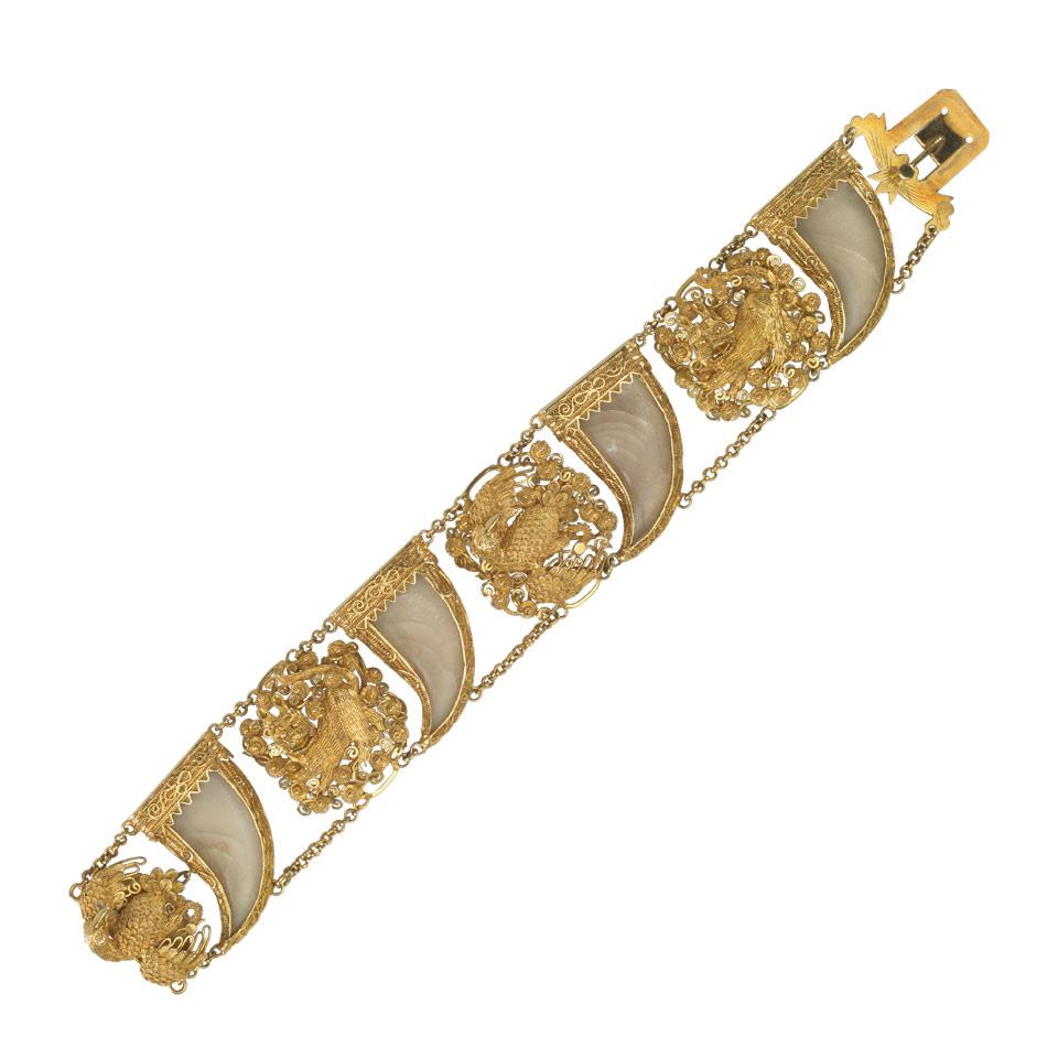 Chinese 18k Yellow Gold Filigree Bracelet