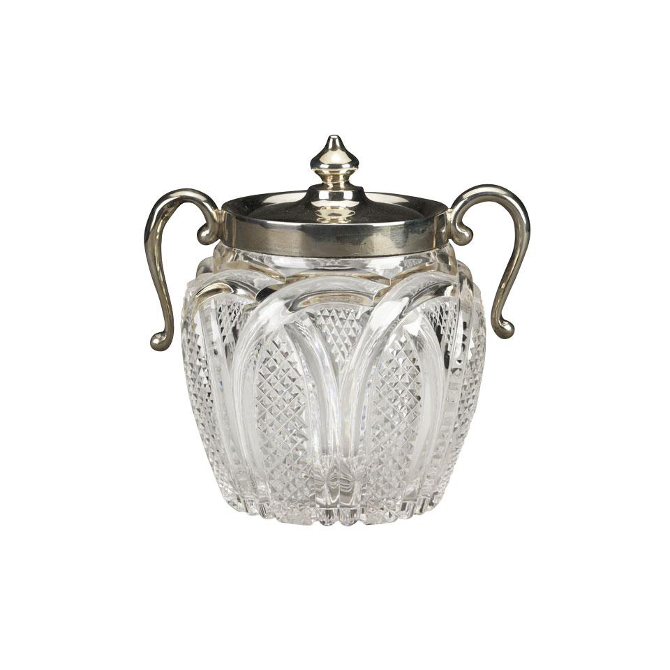 Edwardian Silver Mounted Cut Glass Cookie Jar, David & George Edward (of Glasgow), Birmingham, 1908