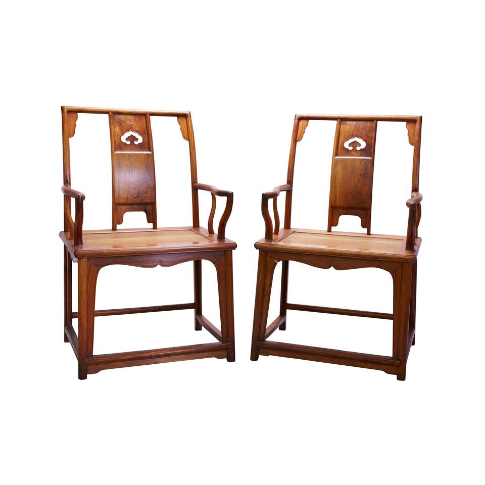 Pair of Huali Arm Chairs, Republican Period