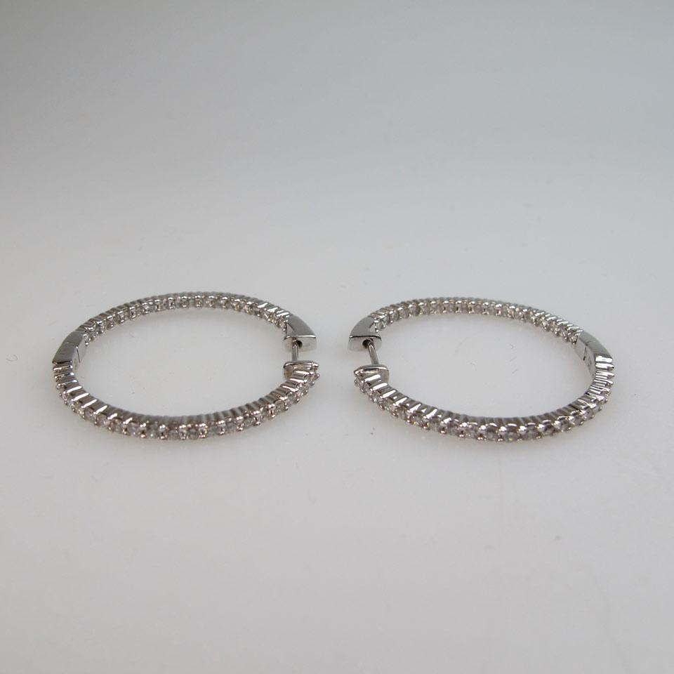 Pair Of 10k White Gold Hoop Earrings