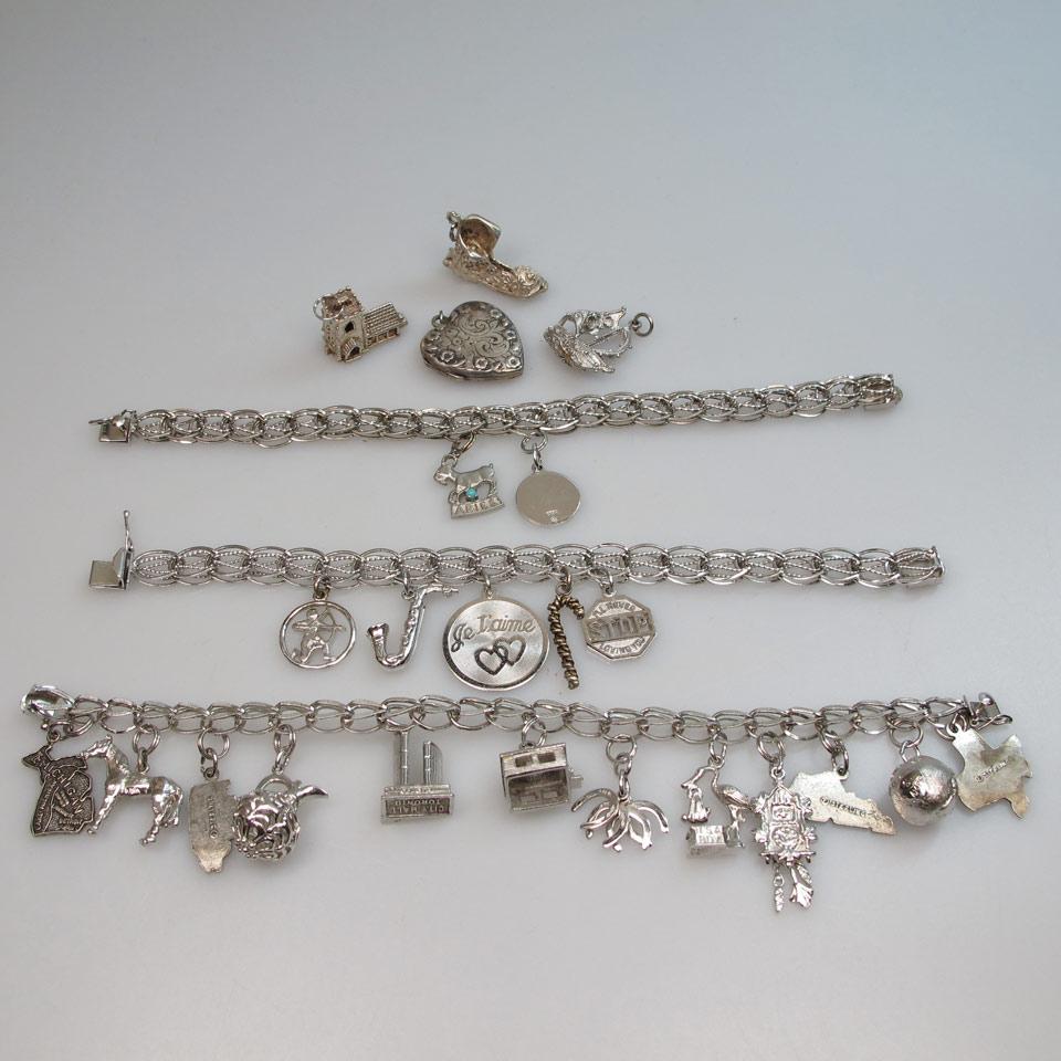 3 Sterling Silver Charm Bracelets