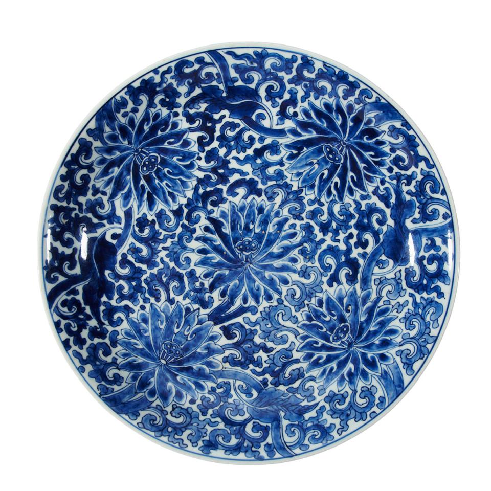 Large Blue and White Charger, Kangxi Period (1662-1722)