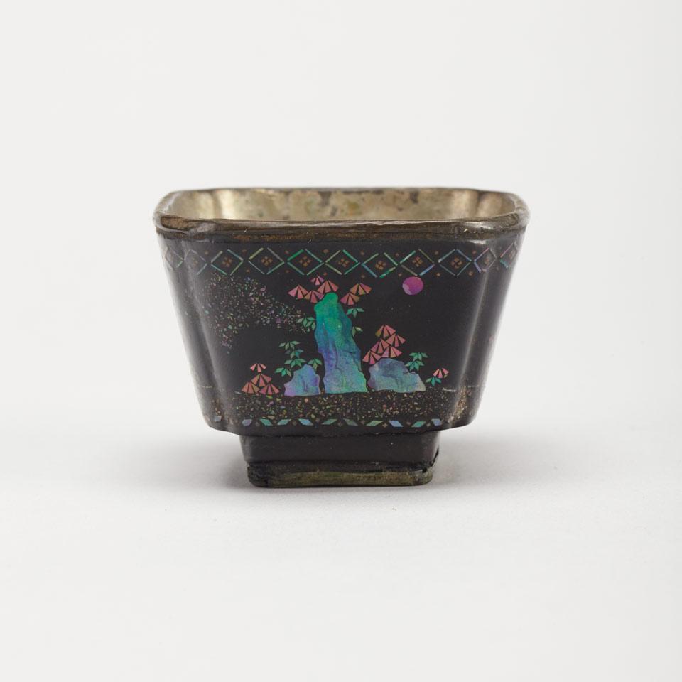 Mother-of-Pearl Black Lacquer Cup, 18th/19th Century
