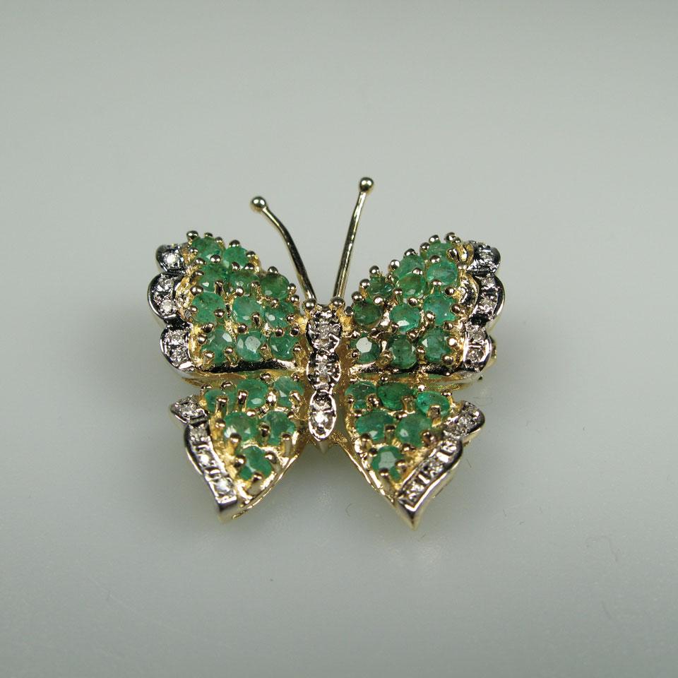14k Yellow And White Gold Butterfly Brooch
