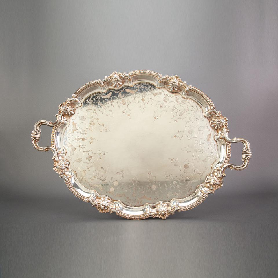Old Sheffield Plate Two-Handled Oval Serving Tray, c.1840