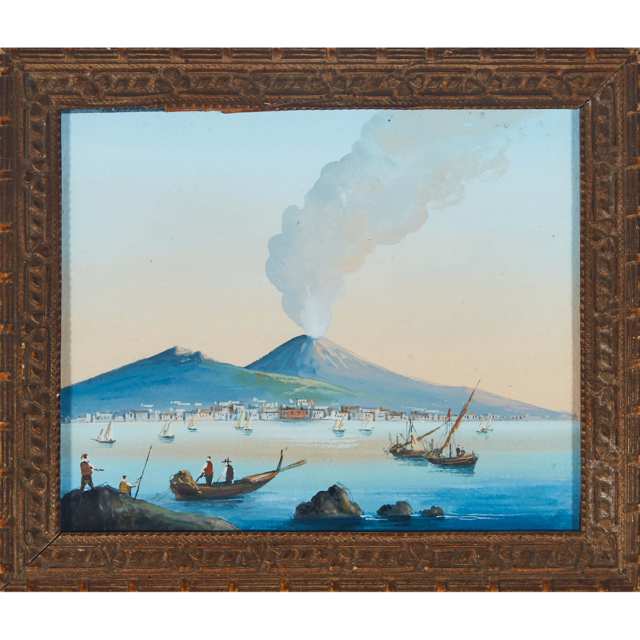 Two Neapolitan School Views of Eruptions of Vesuvius, early 20th century