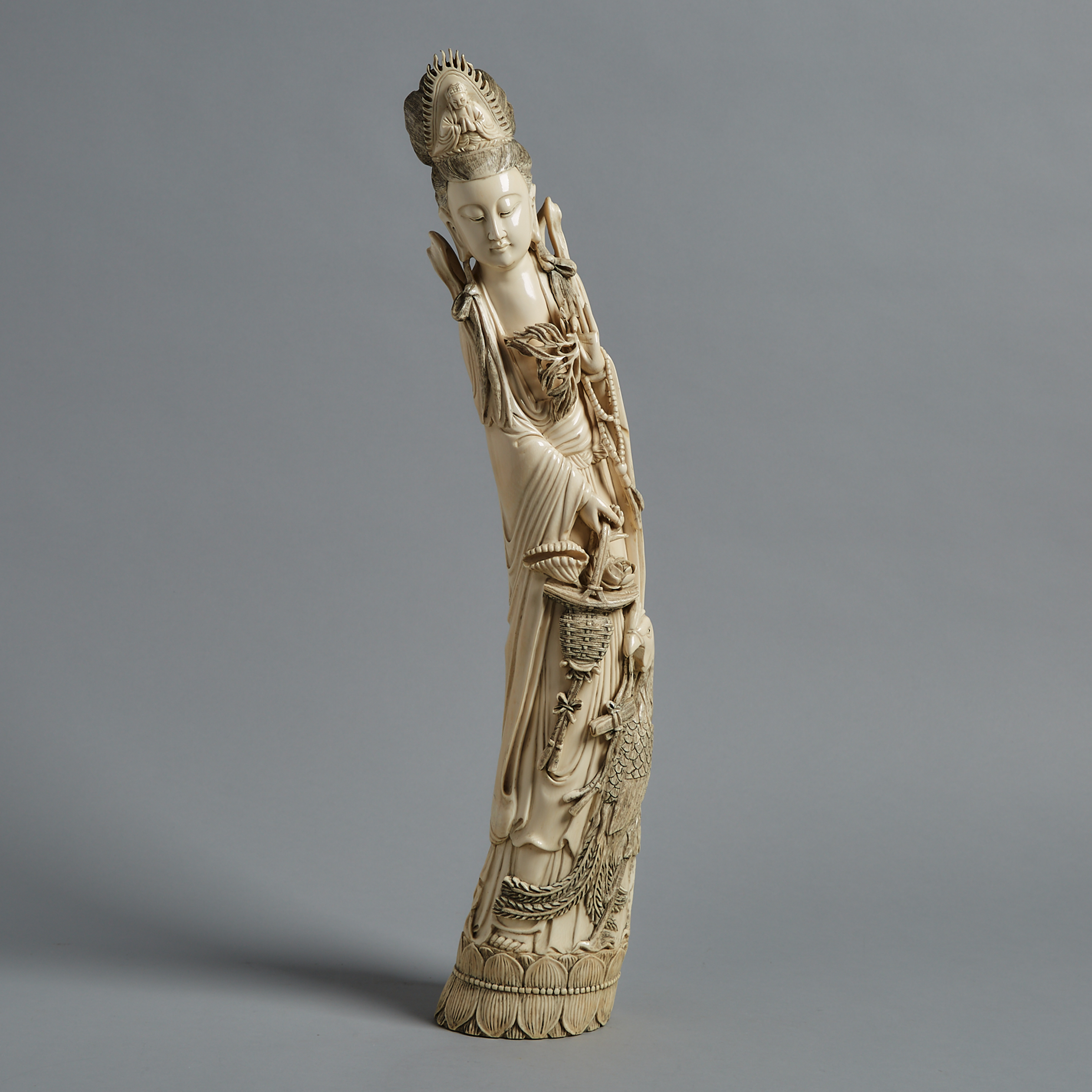 A Large Ivory Carved Guanyin, Circa 1940