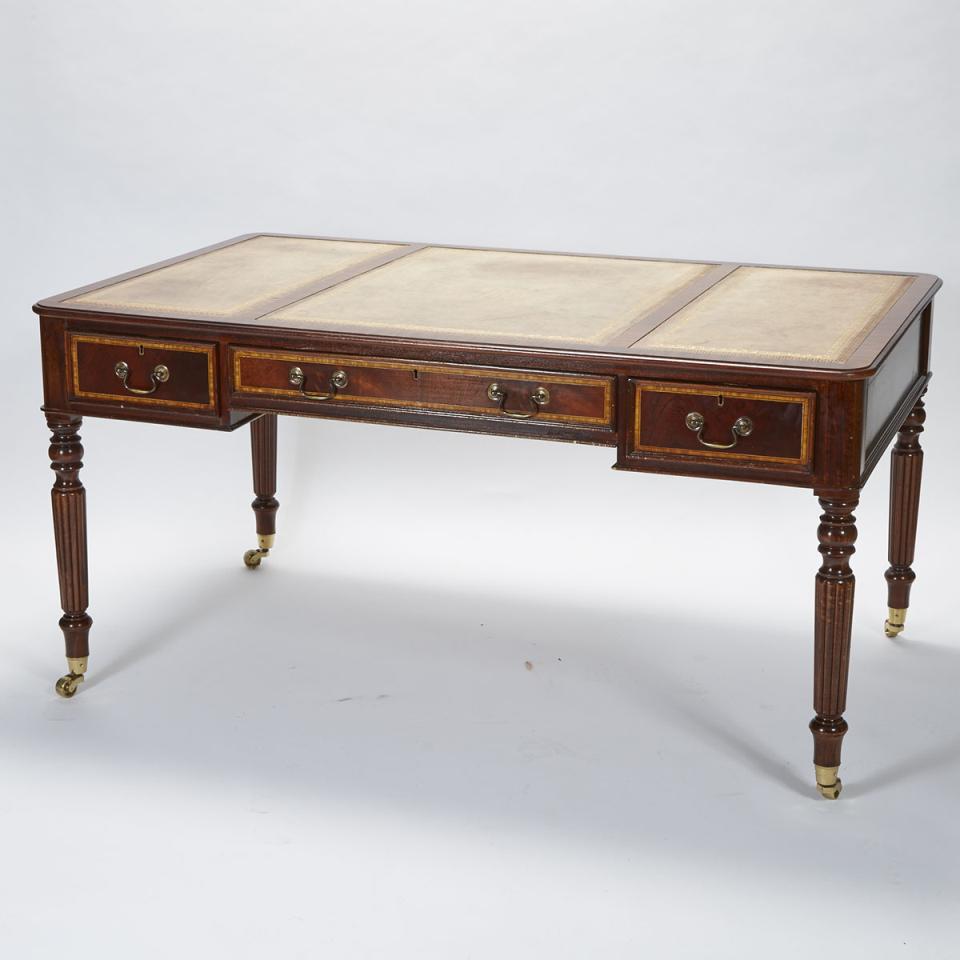 George IV Style Mahogany Partners Desk, mid 20th century